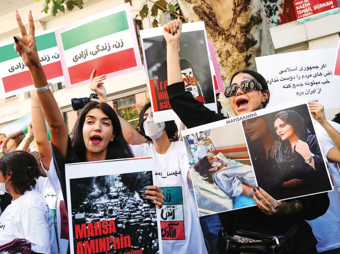 Protestors during a rally outside the Iranian consulate in Istanbul, Turkey. (AFP)