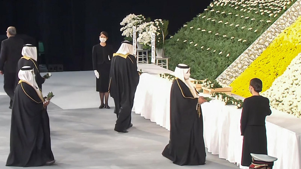 His Royal Highness also extended condolences to Abe's wife, Akie Abe, and their family. (Courtesy Bahrain News Agency)