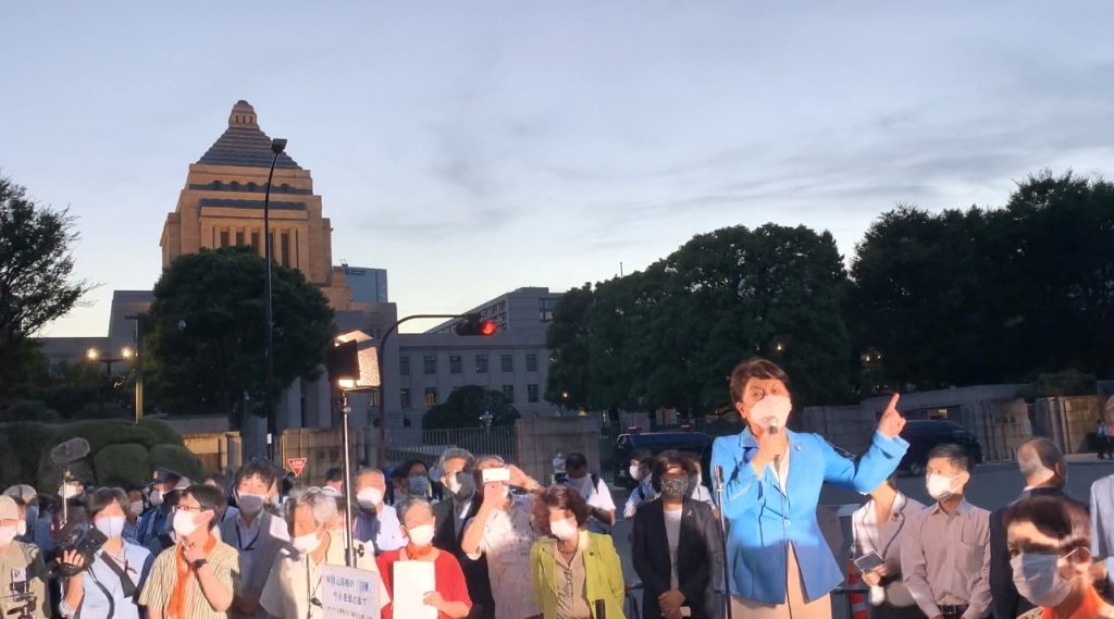 Many of the protesters said they were worried about the influence of the Unification Church in the ruling Liberal Democratic Party. Abe was shot by a man who had a grudge against the cult and who resented Abe’s public support for the group. (ANJ / Pierre Boutier)