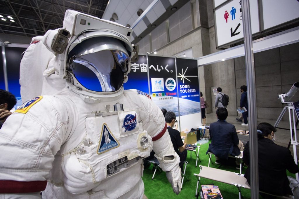 The Sora booth at Japan’s tourism expo promotes trips into space. (ANJP/Pierre Boutier)