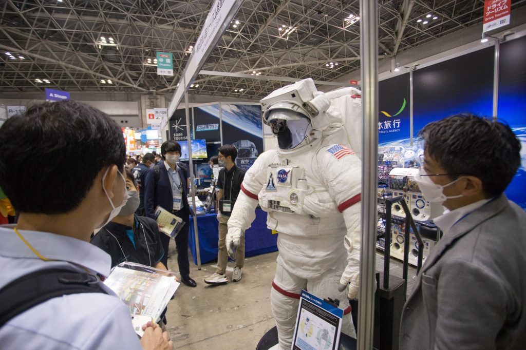 The Sora booth at Japan’s tourism expo promotes trips into space. (ANJP/Pierre Boutier)