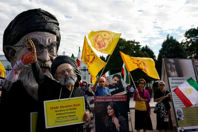 Iranian Americans rally in Washington against Iran's rulers on Sept. 24, 2022. (REUTERS)