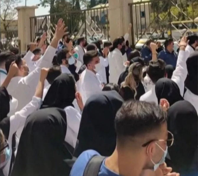 Iranian university students gather in the southern city of Shiraz. (AFP)