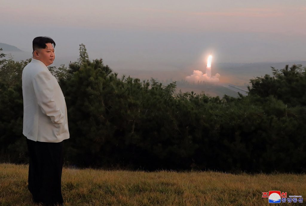 This undated picture released from North Korea's official Korean Central News Agency (KCNA) on October 10, 2022 shows North Korea's leader Kim Jong Un monitoring a North Korean missile launch at an undisclosed location. (AFP)