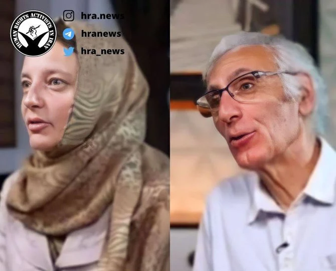 Cecile Kohler and her partner Jacques Paris are shown this combo image shared on social media by the media unit of the nonprofit organization Human Rights Activists in Iran. (Twitter: @HRANA_English)