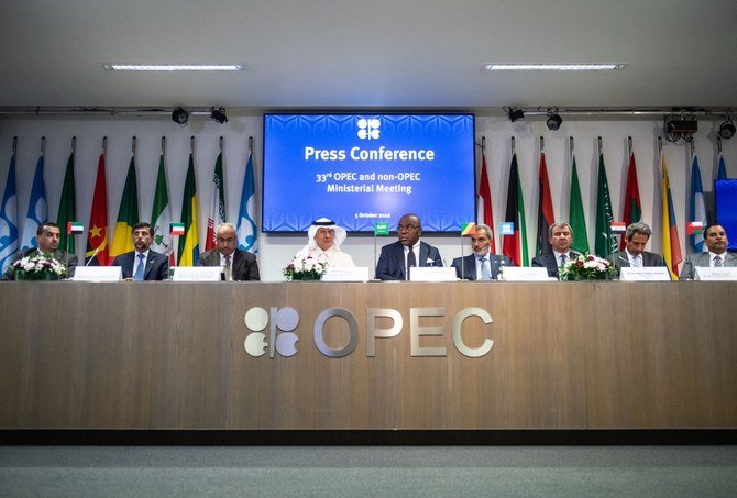 Members of the Organization of Petroleum Exporting Countries and their allies agreed to cut supply by 2 million barrels a day on Oct. 5. (AFP)
