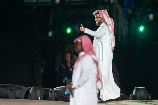 The General Entertainment Authority Chairman Turki AlSheikh took to the stage to make a brief speech before the headlining opening ceremony performances. (Supplied)