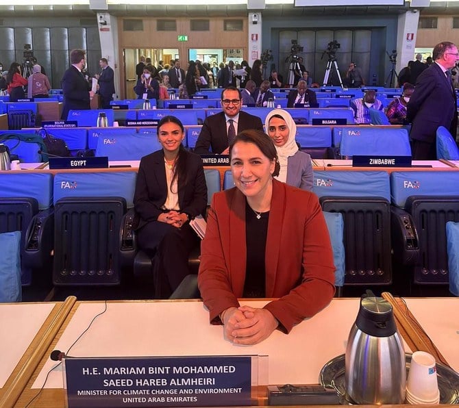 Minister of Climate Change and the Environment Mariam bint Mohammed Almheiri at the World Food Forum. (WAM)