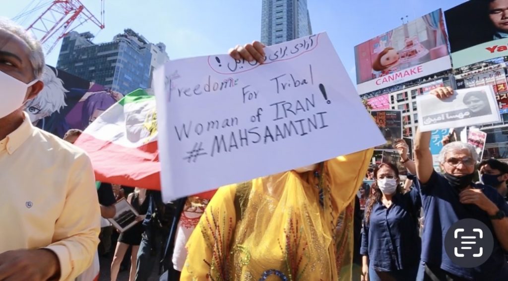 In the crowded and popular Shibuya Scramble Square Central Tokyo, close to a 100 Iranians and activists from different organizations gathered to show their support and demanded freedom for all women in Iran. (ANJ)