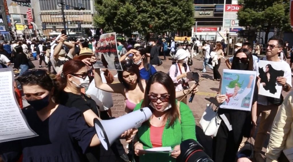 In the crowded and popular Shibuya Scramble Square Central Tokyo, close to a 100 Iranians and activists from different organizations gathered to show their support and demanded freedom for all women in Iran. (ANJ)