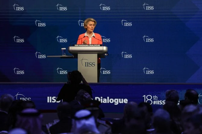 European Commission President, Ursula von der Leyen, speaks at the 18th IISS Manama Dialogue: Nov. 18th, 2022 (File/AFP)