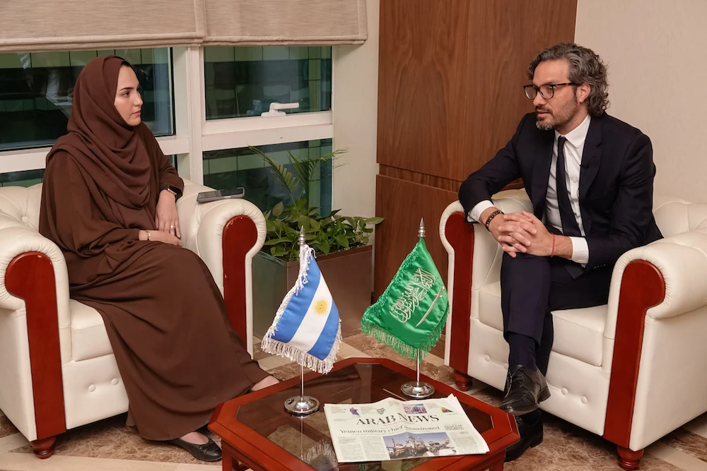 Soft power and expertise exchange are key to growing ties between Buenos Aires and Riyadh, Argentina’s foreign minister told Arab News assistant editor-in-chief Noor Nugali. (AN Photo/Huda Bashatah)