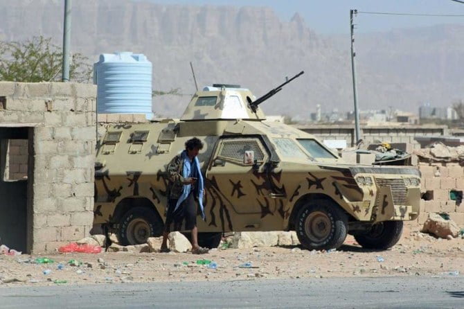 Yemeni pro-government security forces man a checkpoint in Ataq, the capital of the province of Shabwa, Yemen, Jan. 20, 2022. (AFP)