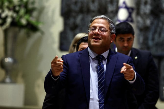 Israeli ultranationalist lawmaker Itamar Ben-Gvir arrives at the president’s residence for consultations on Israel’s next government with Israeli President Isaac Herzog, Jerusalem, Nov. 10, 2022. (Reuters)