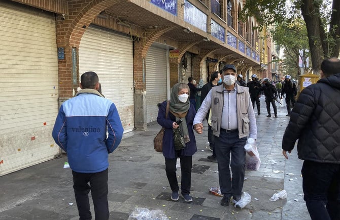 Many shops at Grand Bazaar in Tehran were closed Tuesday amid strike calls following the death of Mahsa Amini at the hands of morality police. (AP)
