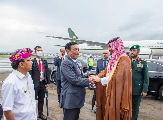 Saudi Crown Prince Mohammed bin Salman was seen off at the Ngurah Rai International Airport in Bali by Indonesian Coordinating Minister for Maritime Affairs and Investment Luhut Pandjaitan and several officials. (SPA)
