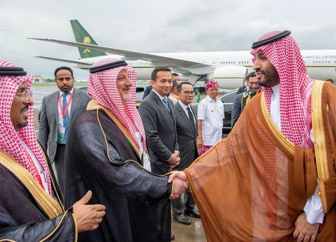 Saudi Crown Prince Mohammed bin Salman was seen off at the Ngurah Rai International Airport in Bali by Indonesian Coordinating Minister for Maritime Affairs and Investment Luhut Pandjaitan and several officials. (SPA)