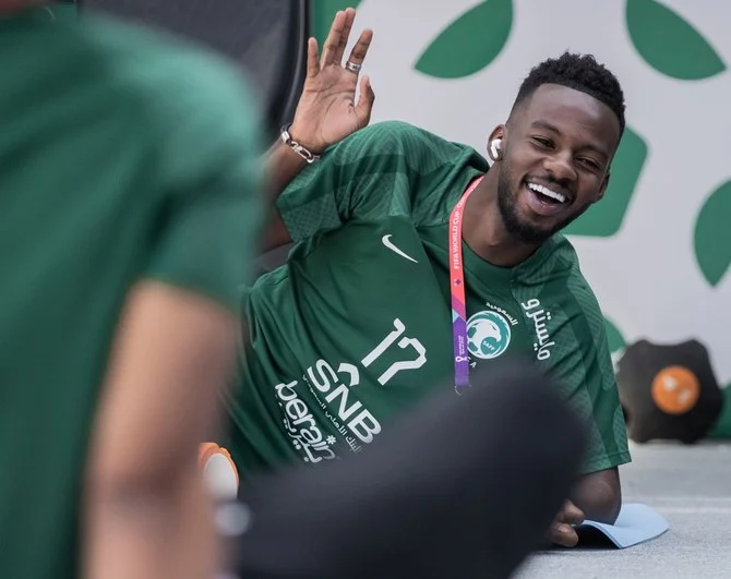 Saudi players undertake a recovery session after their victory over Argentina. (Supplied)