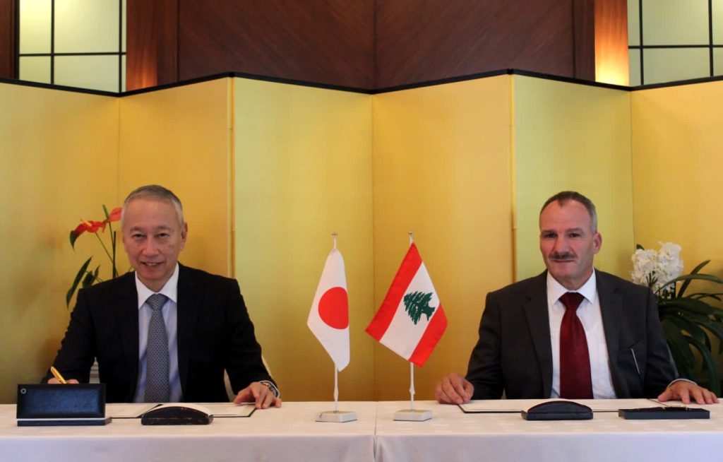Japan’s Ambassador to Lebanon OKUBO Takeshi and the President of OSAD Dr. Hanna EL Khoury. (Supplied)