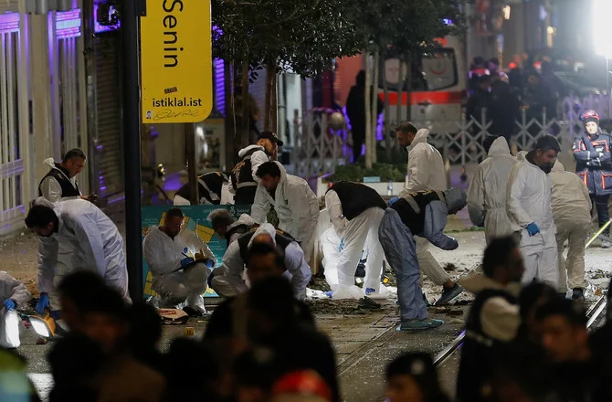Police members work at the scene after an explosion on Istiklal Avenue in Istanbul, Turkey, November 13, 2022. (Reuters)