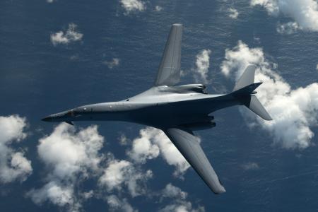 In this handout file photo taken on July 30, 2017 released by the US Air Force shows a US Air Force B-1B Lancer participating in a 10-hour mission from Andersen Air Force Base, Guam, into Japanese airspace and over the Korean Peninsula. (AFP)