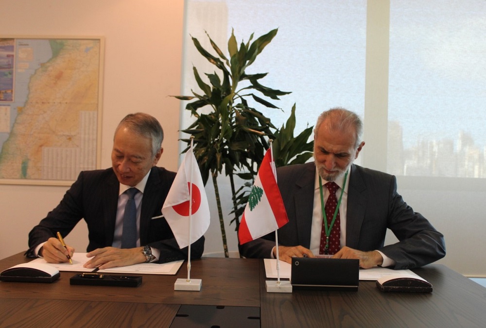 On November 18, 2022, Ambassador OKUBO Takeshi signed a grant contract with Ibrahim Shamseddine, President of ACC. (Supplied)