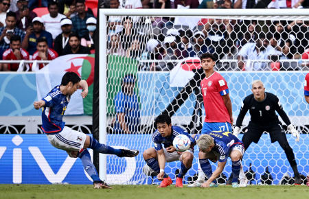 Action from the match between Japan and Costa Rica. (AP)