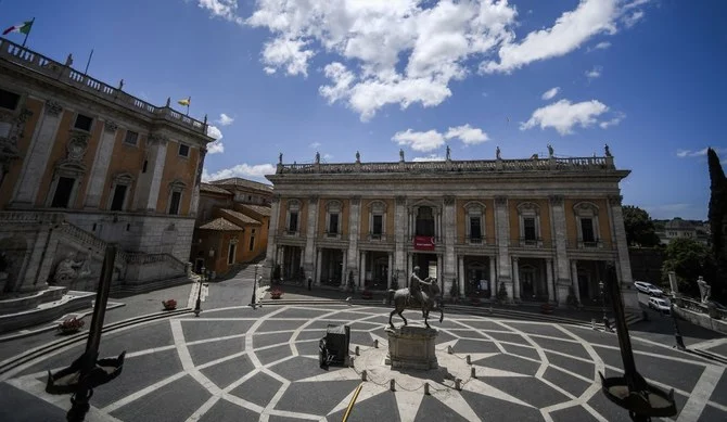 A general view shows Piazza del Campidoglio and the Capitoline Museum (Musei Capitolini) building (Rear C) on Capitoline Hill in Rome. (File/AFP)