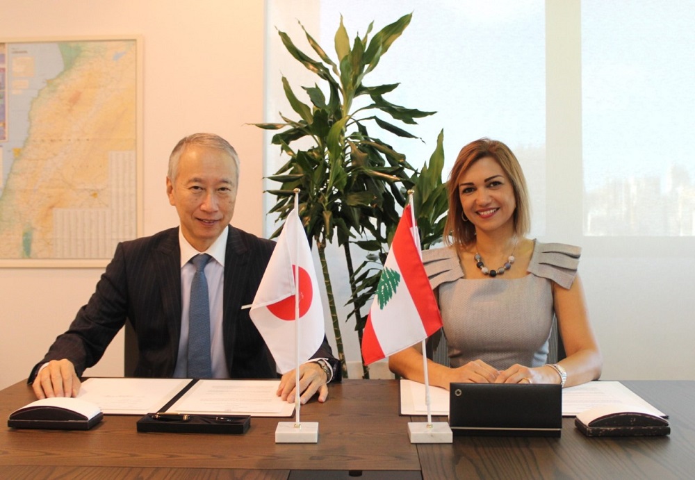 On November 18, 2022, Ambassador OKUBO Takeshi signed a grant contract with Ms. Ilda Nahas, President of Rashet Kheir. (Supplied)