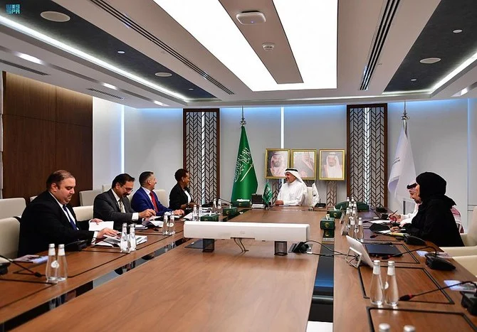 Head of KSrelief Dr. Abdullah Al-Rabeeah meets UN Assistant Secretary-General for Humanitarian Affairs Joyce Msuya. (SPA)