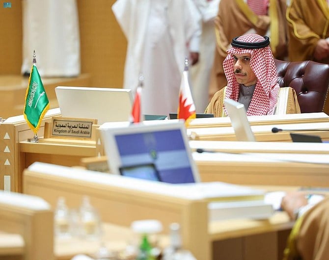 Saudi Foreign Minister Prince Faisal bin Farhan participates in the work of the 154th session of the preparatory ministerial council. (SPA)