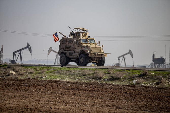 A US military vehicle on a patrol in the countryside near the town of Qamishli, Syria, on Dec. 4, 2022. US and Kurdish-led forces had arrested a Daesh group militant in eastern Syria. (AP/File)