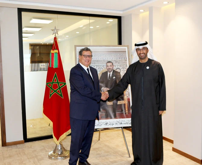 The UAE’s minister of industry and advanced technology, Dr. Sultan Ahmed Al-Jaber, and Morocco’s Prime Minister Aziz Akhannouch discussed ways of boosting their cooperation and investment opportunities during an official visit to Rabat. (WAM)