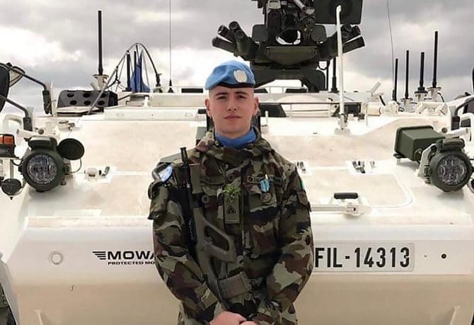 UNIFIL peacekeeper Private Sean Rooney, a member of the 27 Infantry Battalion and a native of Newtwoncunningham, Co Donegal. (File/AFP)
