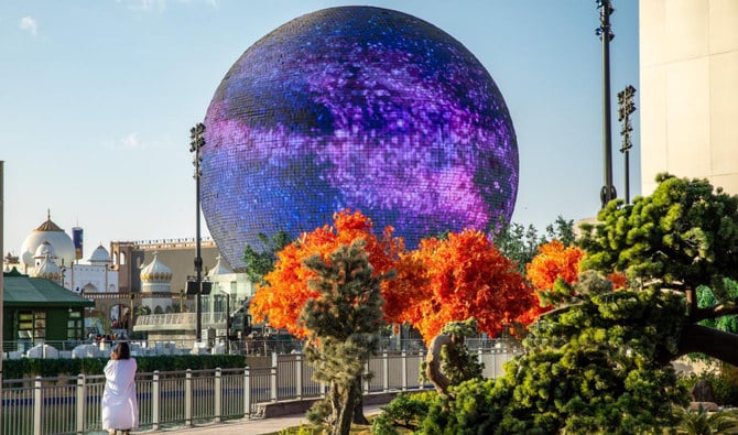 Located at Boulevard World, the exterior of the ball emanates bright lighting that flickers in different patterns, while the interior boasts a 220-seat theater equipped with state-of-the-art features. (Supplied)