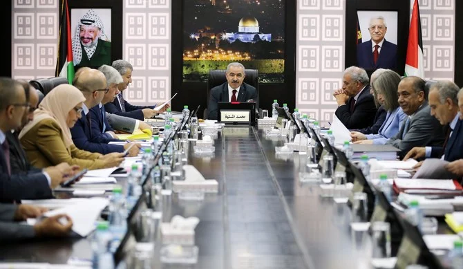 Prime Minister Mohammad Shtayyeh at the government cabinet meeting. (WAFA)