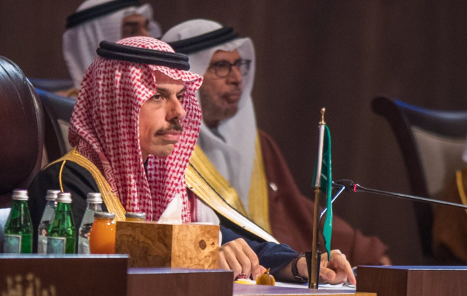 Saudi Foreign Minister Prince Faisal bin Farhan attends the Baghdad Conference for Cooperation and Partnership in Jordan. (SPA)