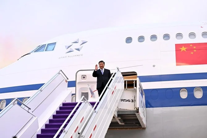 China's President Xi Jinping arrives in the Saudi capital on an official visit. (SPA)
