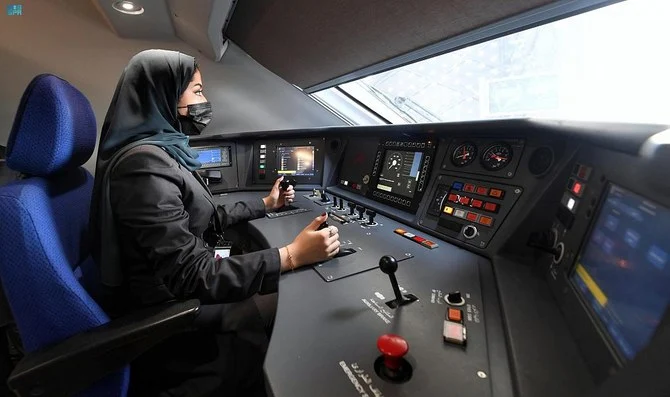 32 females have been qualified from the Haramain Express Train Leaders Program by the Saudi Railway Company. (SPA)