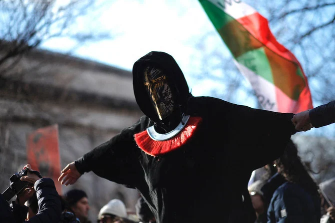 People protest against executions and detentions in Iran, in front of the Iranian Permanent Mission to the UN in New York City.(AFP)