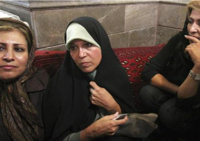 Faezeh Rafsanjani (C), daughter of former Iranian president Akbar Hashemi Rafsanjani, attends a protest at the Ghoba mosque in northern Tehran June 28, 2009. (Reuters)
