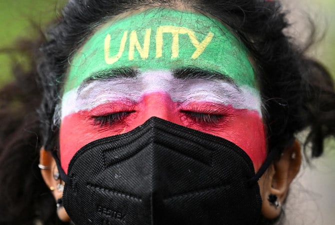 A demonstrator takes part in the Iran solidarity rally in London, Britain January 8, 2023. (File/Reuters)