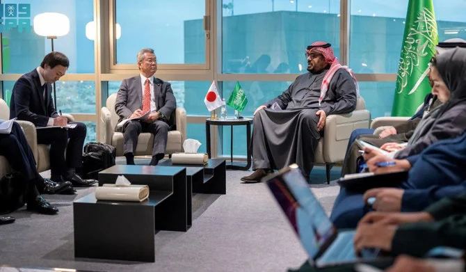 Saudi Minister of Economy and Planning Faisal bin Fadel Al-Ibrahim holds talks with Japanese House of Representatives in Riyadh. (SPA)