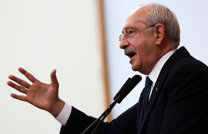 Leader of the Republican People's Party (CHP) Kemal Kilicdaroglu gestures as he speaks during his party's group meeting at the Turkish Grand National Assembly in Ankara, Turkey on January 10, 2023. (AFP)