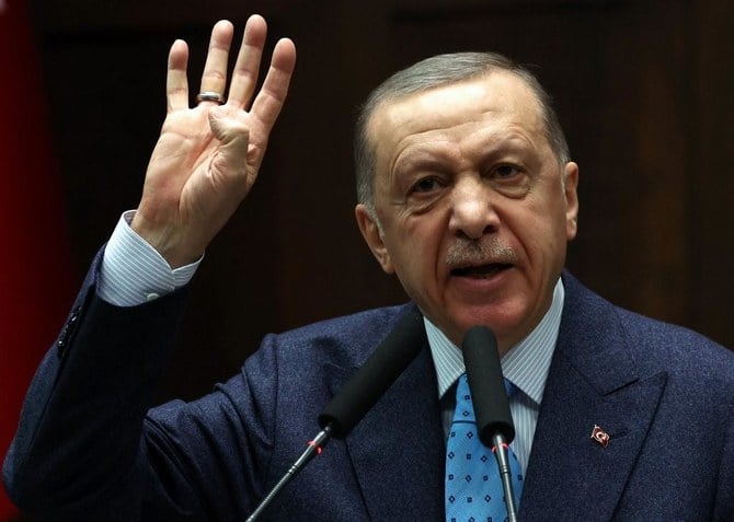 Turkish President Recep Tayyip Erdogan speaks during a group meeting at the Turkish Grand National Assembly in Ankara. (File/AFP)