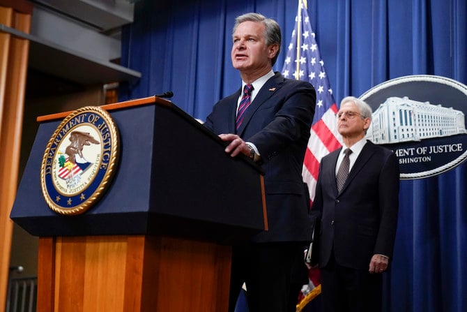 FBI Director Christopher Wray speaks during a news conference at the Department of Justice in Washington, Friday, Jan. 27, 2023. (AP)