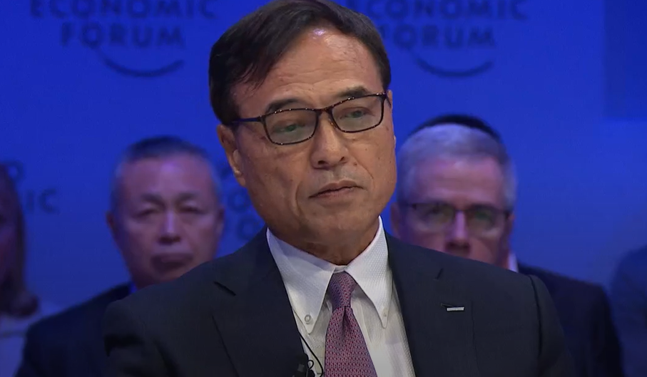 CEO of Suntory Holdings Limited Tak Niinami at the World Economic Forum at Davos on January 18, 2023. (Screengrab)