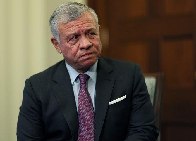 Jordan’s King Abdullah II meets with US House Speaker Kevin McCarthy at the US Capitol building in Washington. (Reuters)