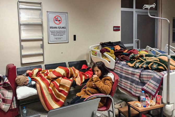 Earthquake victims receive treatment in the state hospital of Adiyaman, Turkiye, on Feb. 8, 2023. (AFP)