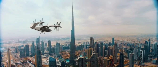 The announcment highlighted the six-rotor electric flying taxi made by Joby Aviation of Santa Cruz, California, in the promotional video (Dubai Media office)